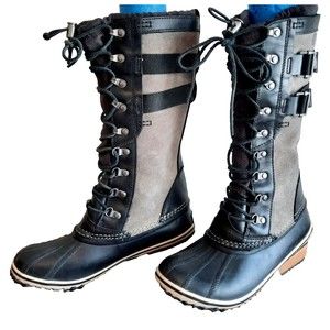 Sorel Women's Size 9 Conquest Carly II NL2273-010 Boots Waterproof Black Grey